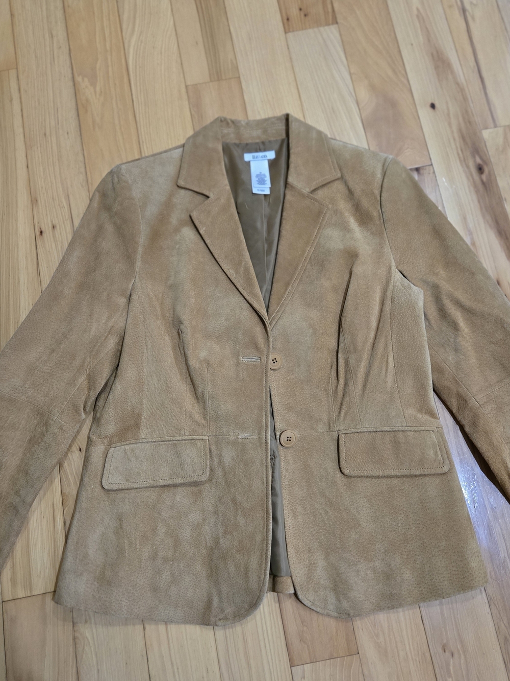 Vtg Tan Suede Tailored Blazer